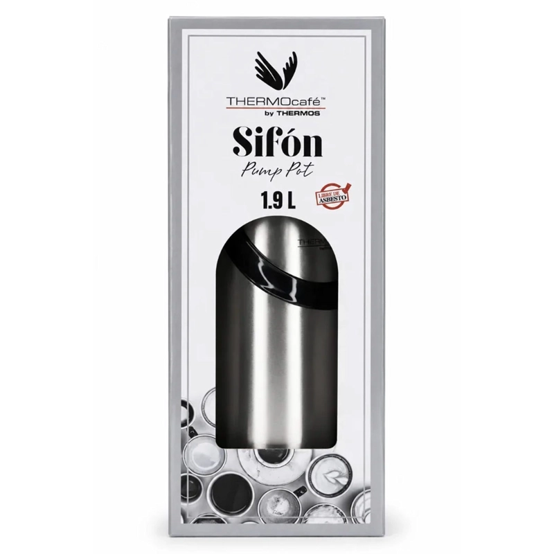 TERMO THERMOS SIFÓN VIDRIO CAFÉ 1.9 LITROS PLATA - 5