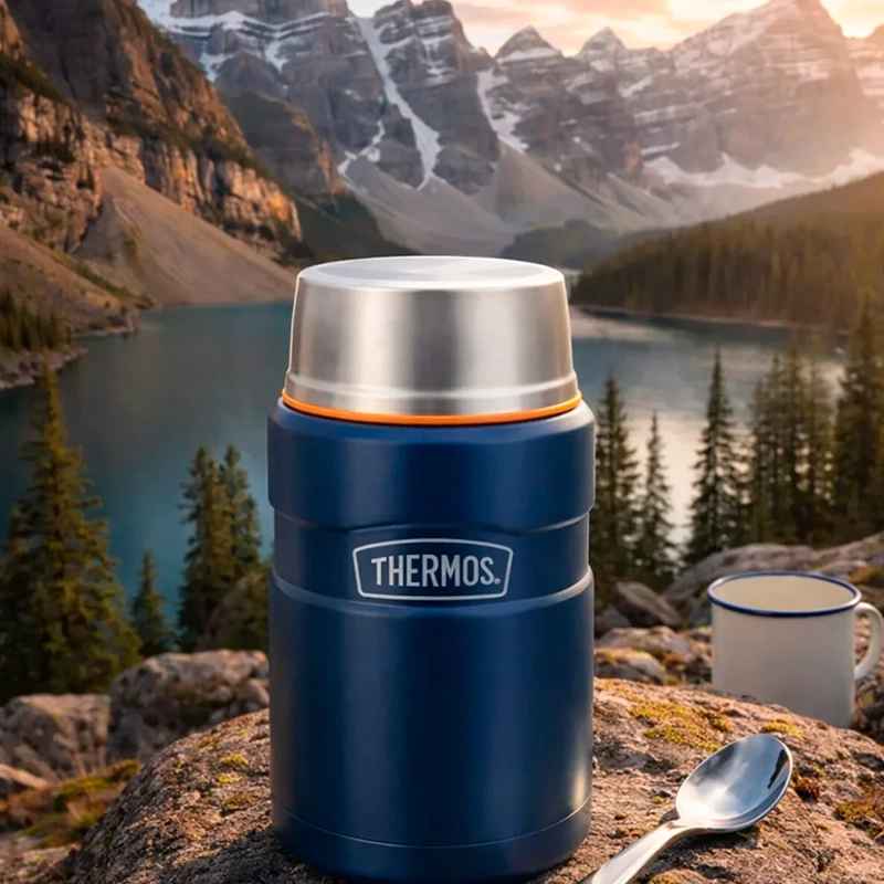TERMO COMIDA THERMOS KING ACERO INOXIDABLE 710 ML AZUL MARINO - 4