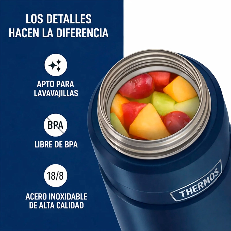 TERMO COMIDA THERMOS KING ACERO INOXIDABLE 710 ML AZUL MARINO - 6