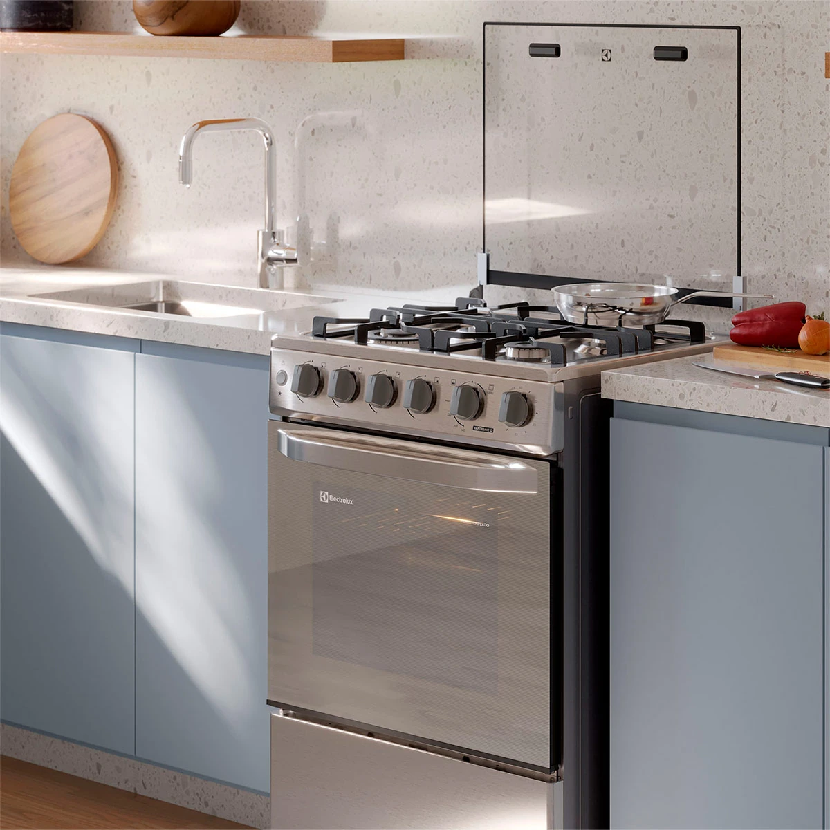 COCINA A GAS ELECTROLUX FE4SXC 4 PLATOS GRILL ACERO - 6