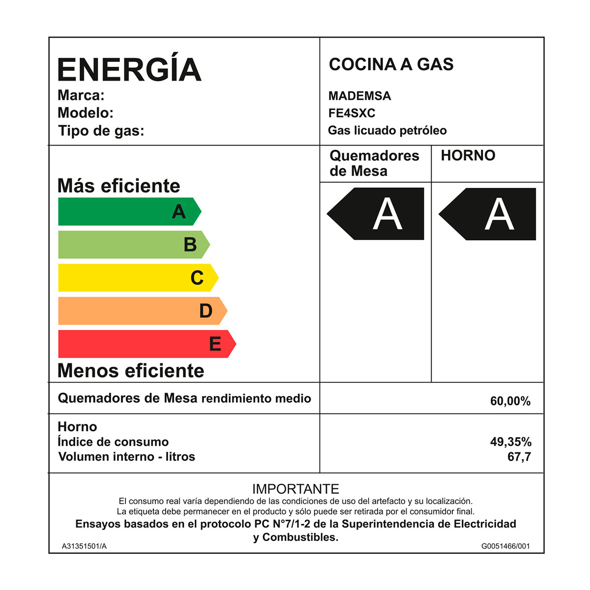 COCINA A GAS ELECTROLUX FE4SXC 4 PLATOS GRILL ACERO - 10