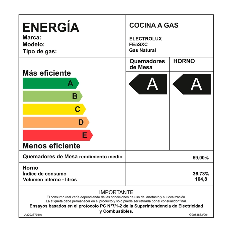 COCINA A GAS ELECTROLUX FE5SXC 5 PLATOS GRILL ACERO - 11