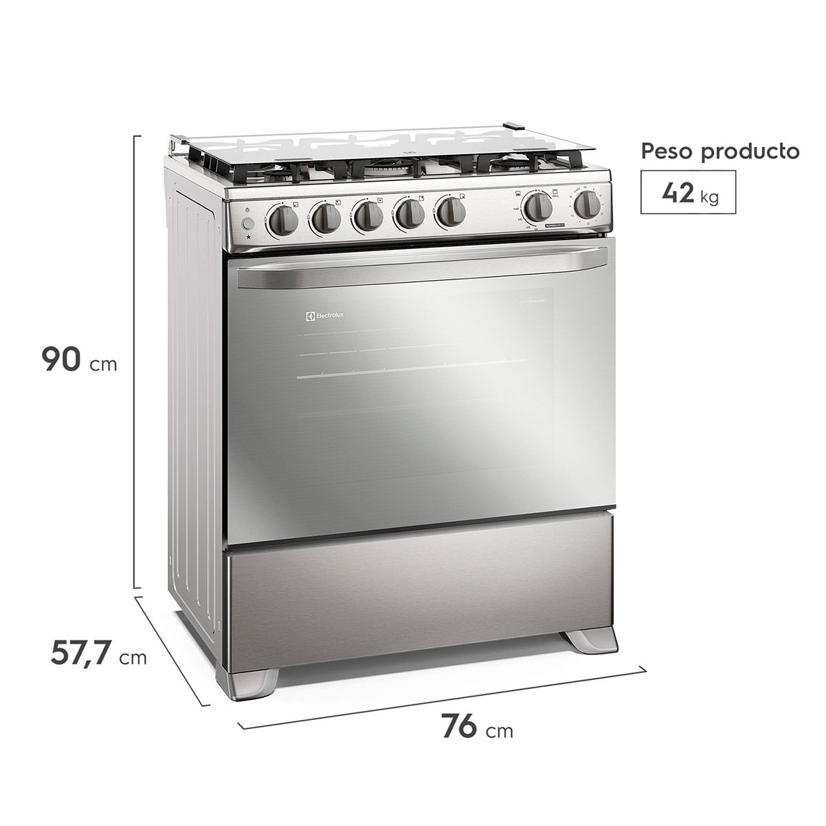 COCINA A GAS ELECTROLUX FE5SXC 5 PLATOS GRILL ACERO - 3