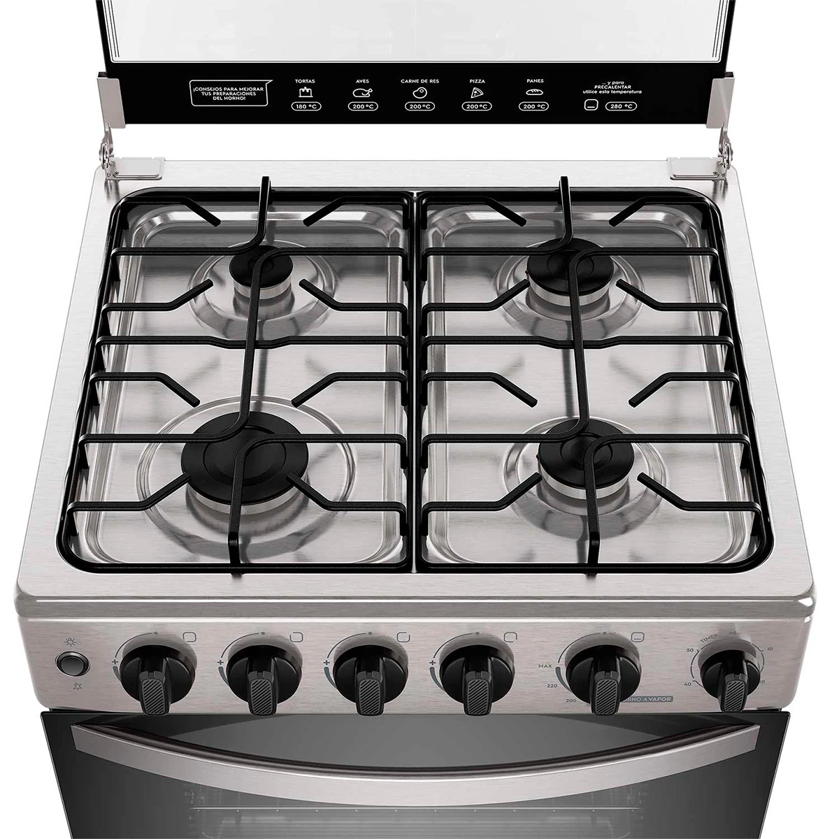 COCINA A GAS MADEMSA FM4PSC 4 PLATOS ACERO - 5