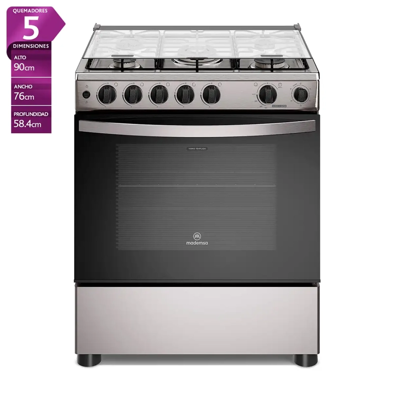 COCINA A GAS MADEMSA FM5SSC 5 PLATOS ACERO