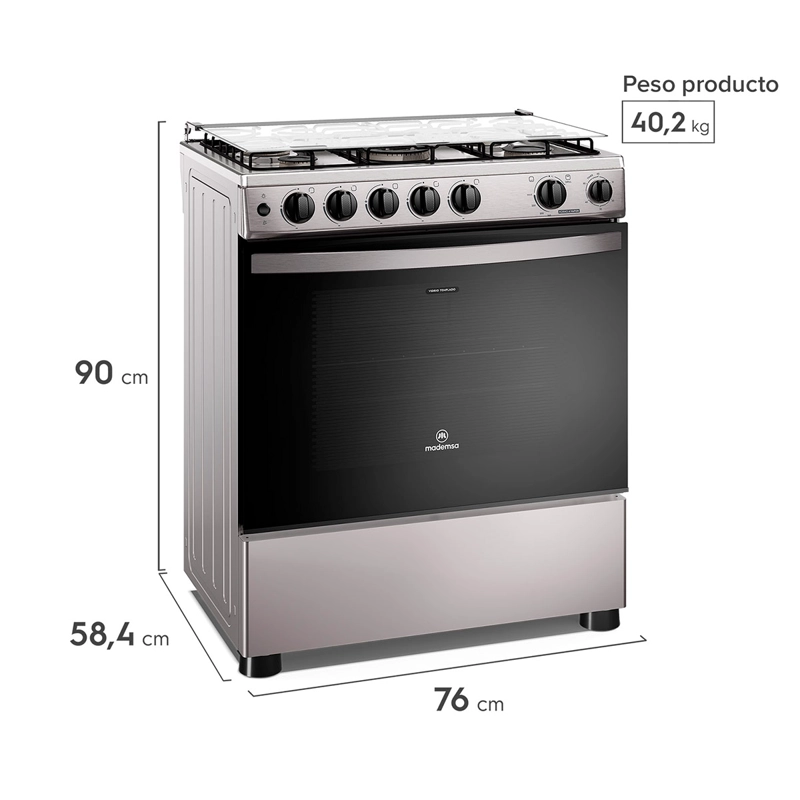 COCINA A GAS MADEMSA FM5SSC 5 PLATOS ACERO - 3