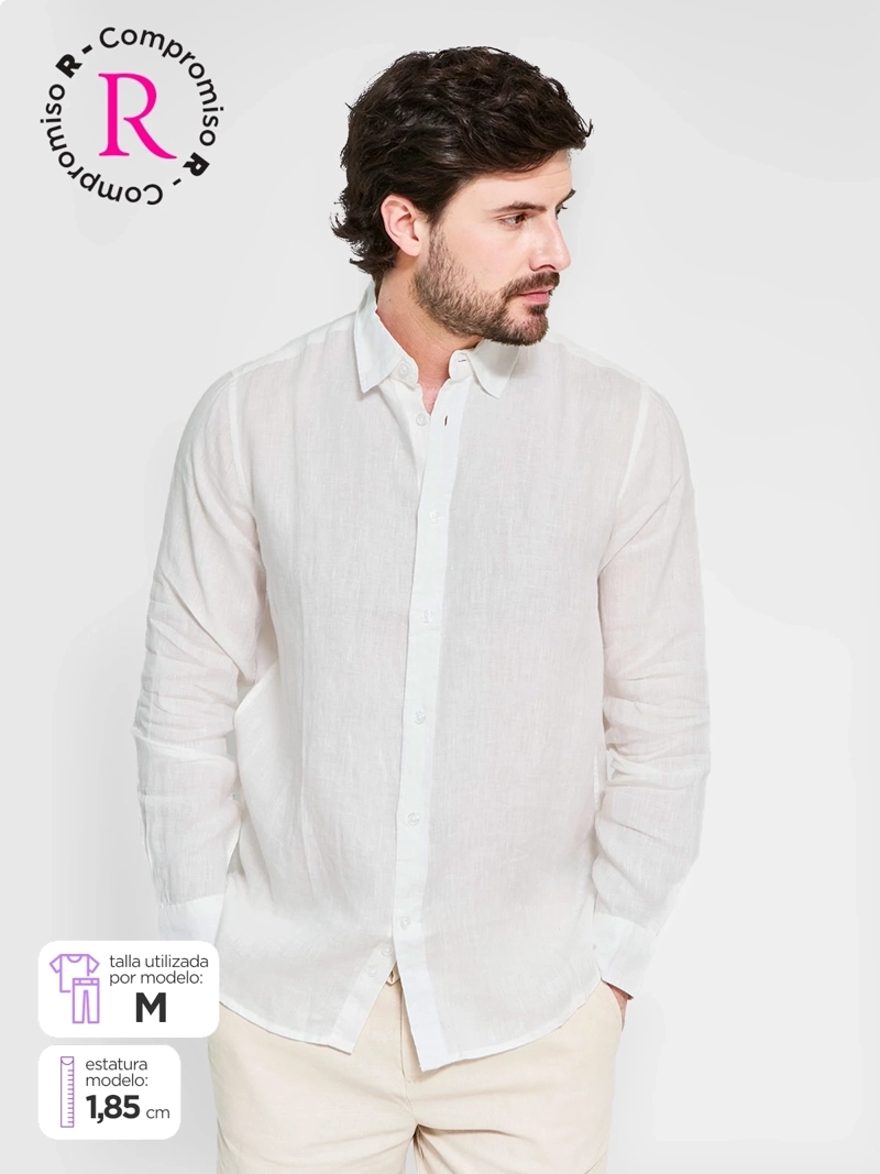 CAMISA HOMBRE CACHAREL LINO MANGA CORTA - 1