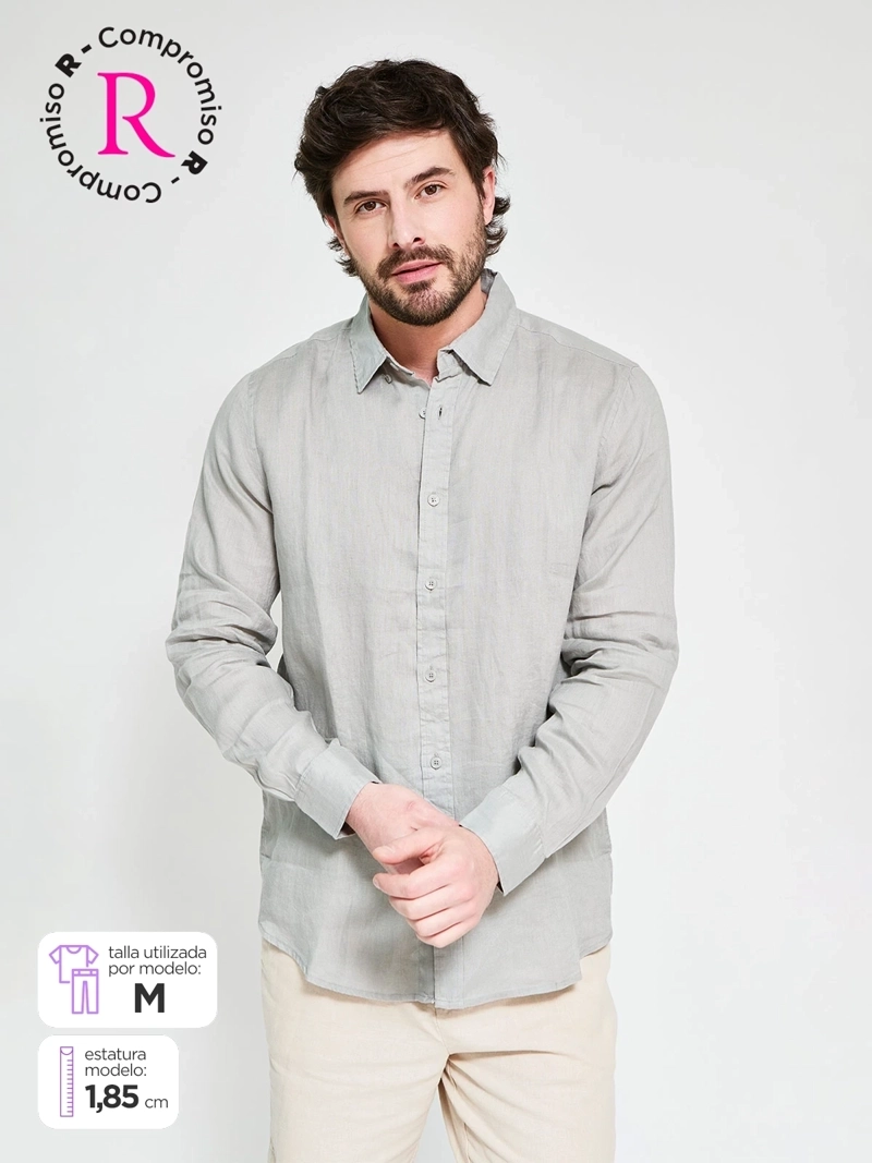 CAMISA HOMBRE CACHAREL LINO MANGA CORTA - 1