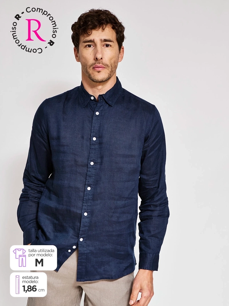 CAMISA HOMBRE CACHAREL LINO MANGA CORTA