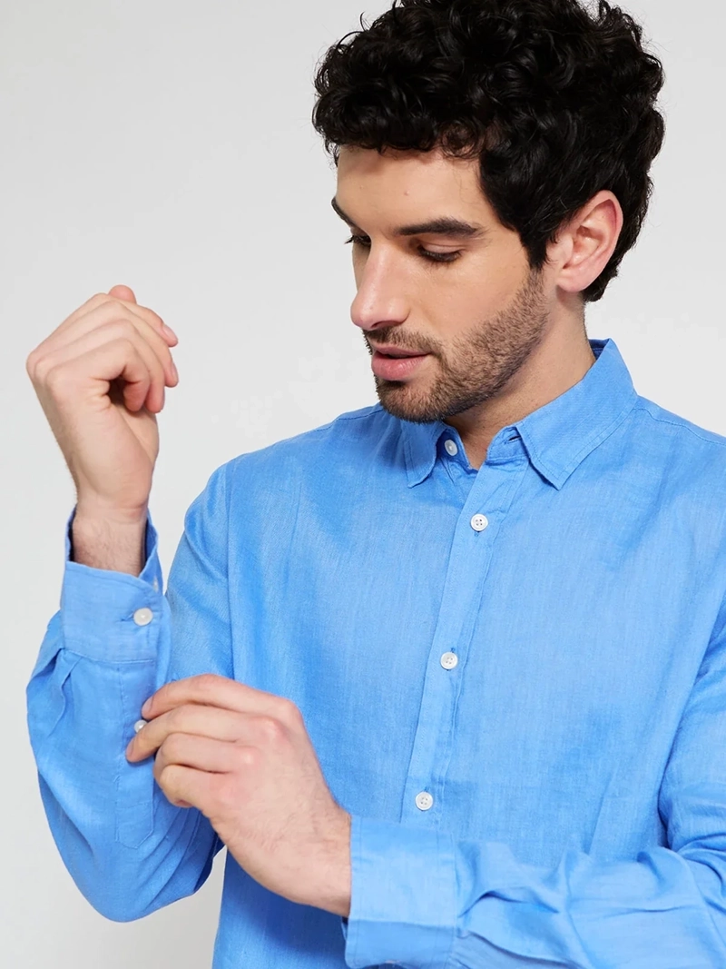 CAMISA HOMBRE CACHAREL LINO SOLIDA - 3