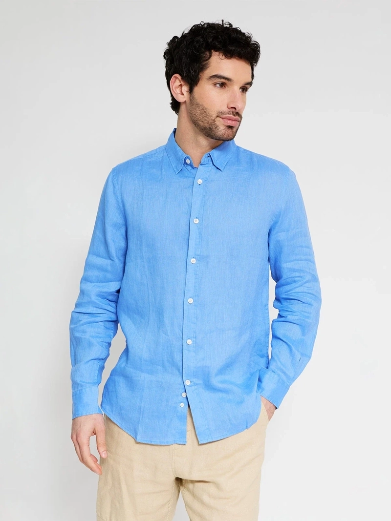 CAMISA HOMBRE CACHAREL LINO SOLIDA