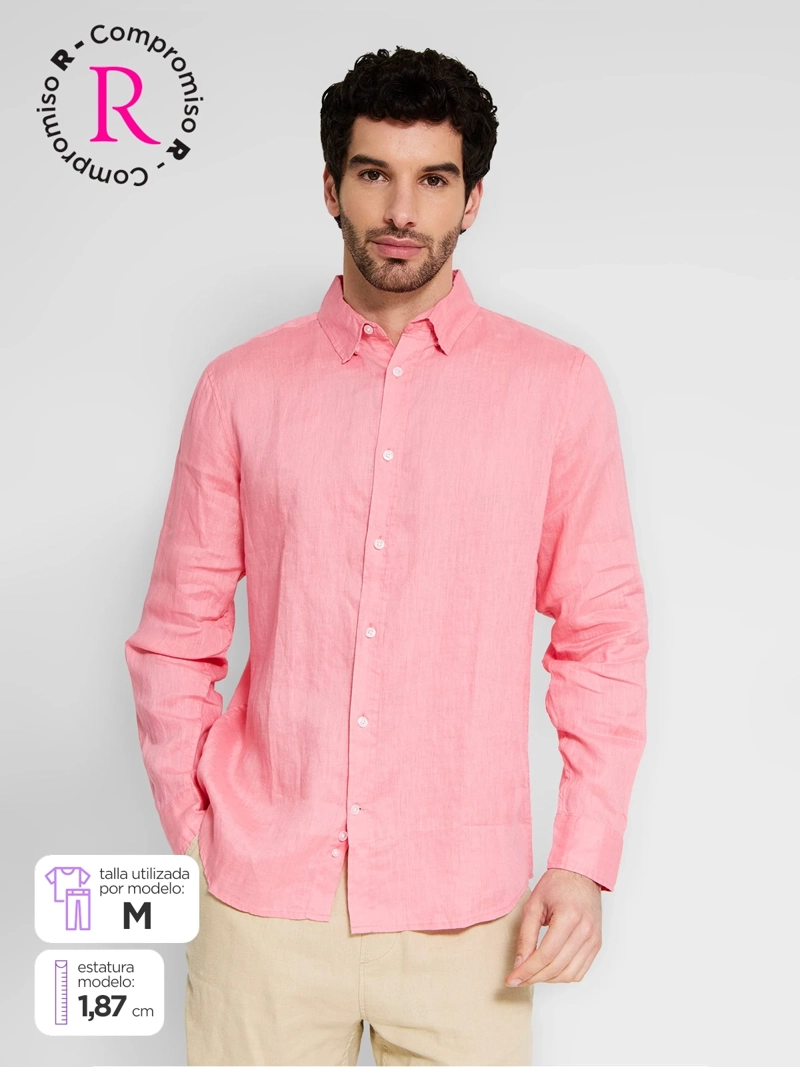 CAMISA HOMBRE CACHAREL LINO SOLIDA - 1