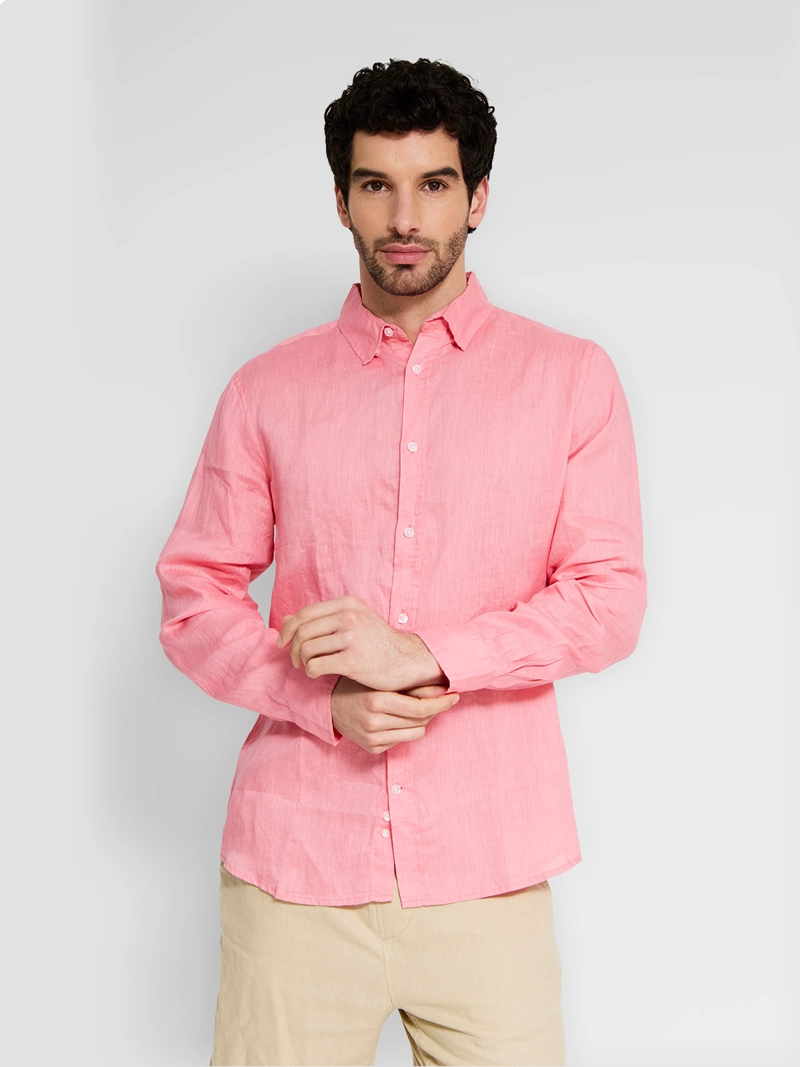 CAMISA HOMBRE CACHAREL LINO SOLIDA - 3