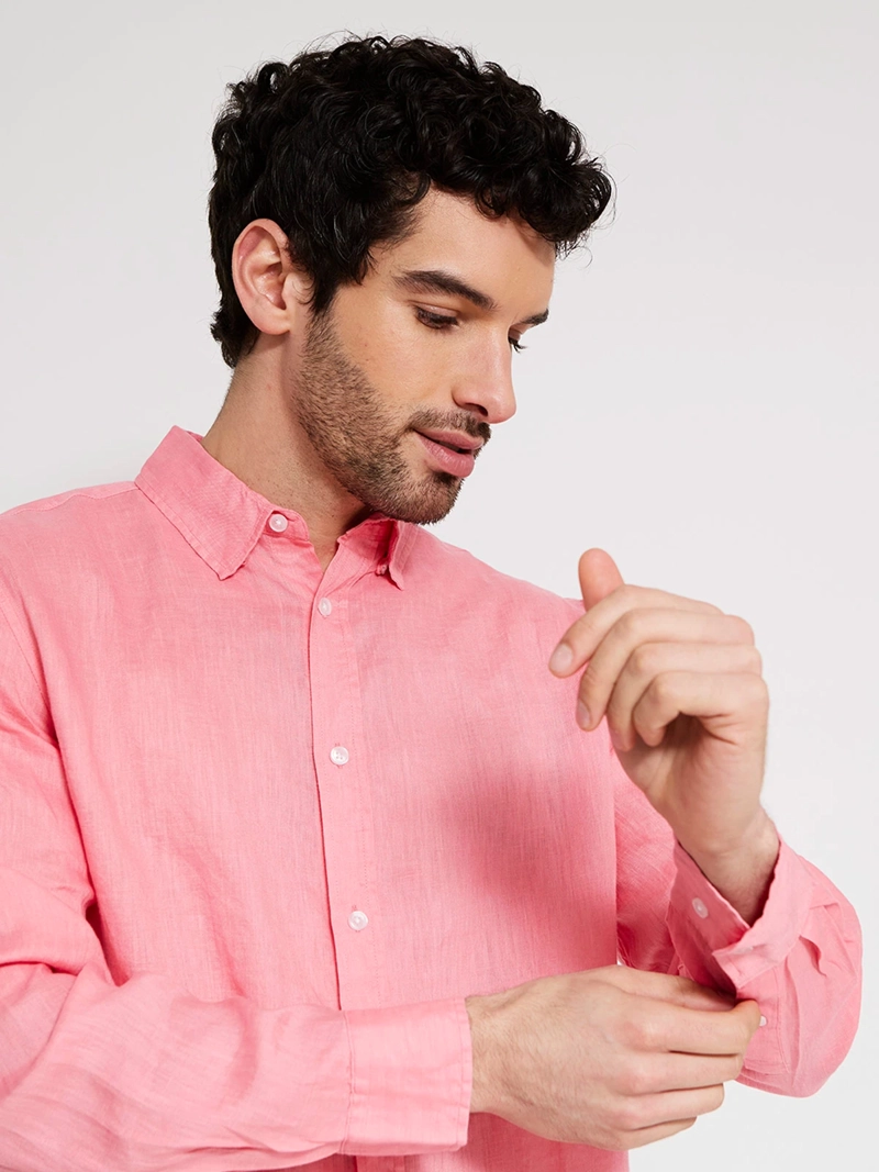 CAMISA HOMBRE CACHAREL LINO SOLIDA - 4