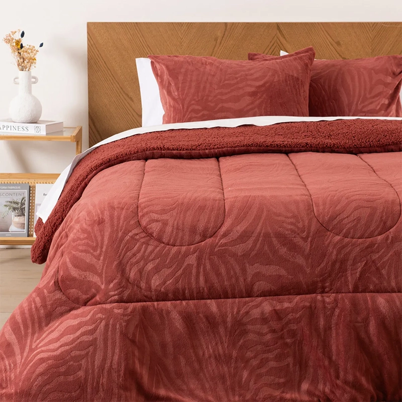 PLUMÓN MASHINI CORAL EMBOSS 2 PLAZAS LADRILLO