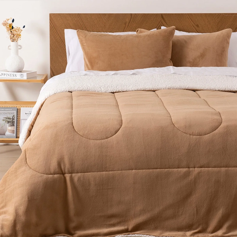 PLUMÓN MASHINI CORAL SHERPA 2 PLAZAS BEIGE - 1