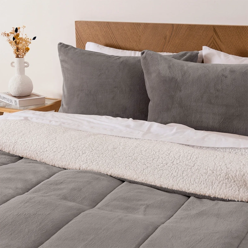 PLUMÓN MASHINI CORAL SHERPA 2 PLAZAS GRIS - 3