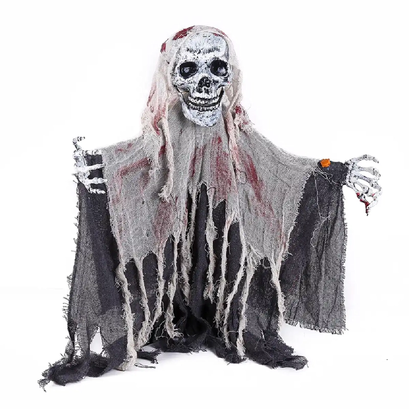ADORNO HALLOWEEN RIPLEY HOME ESQUELETO VENDADO CON PARANTE Y PILAS - 1
