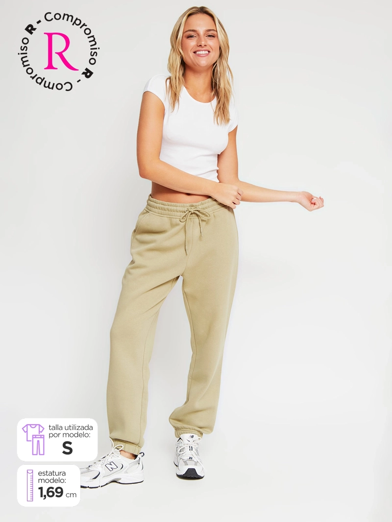 PANTALÓN DE BUZO MUJER INDEX ALGODÓN BÁSICO