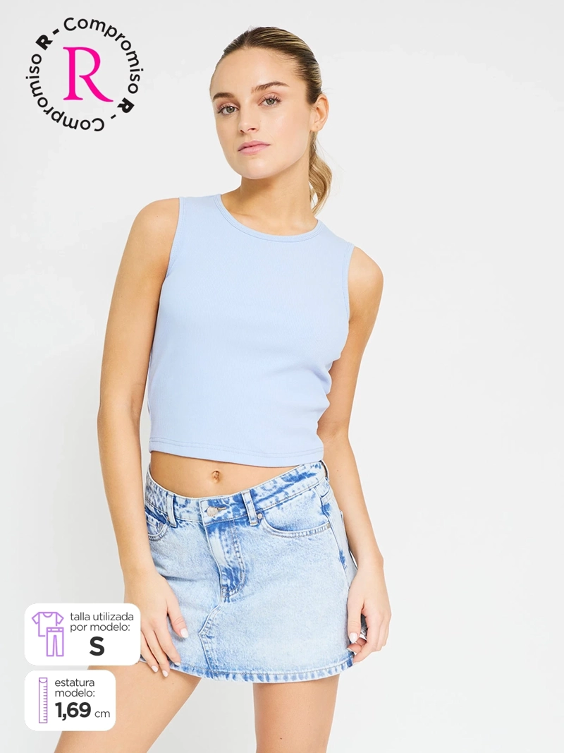 POLERA MUJER INDEX ALGODÓN SIN MANGAS CROP