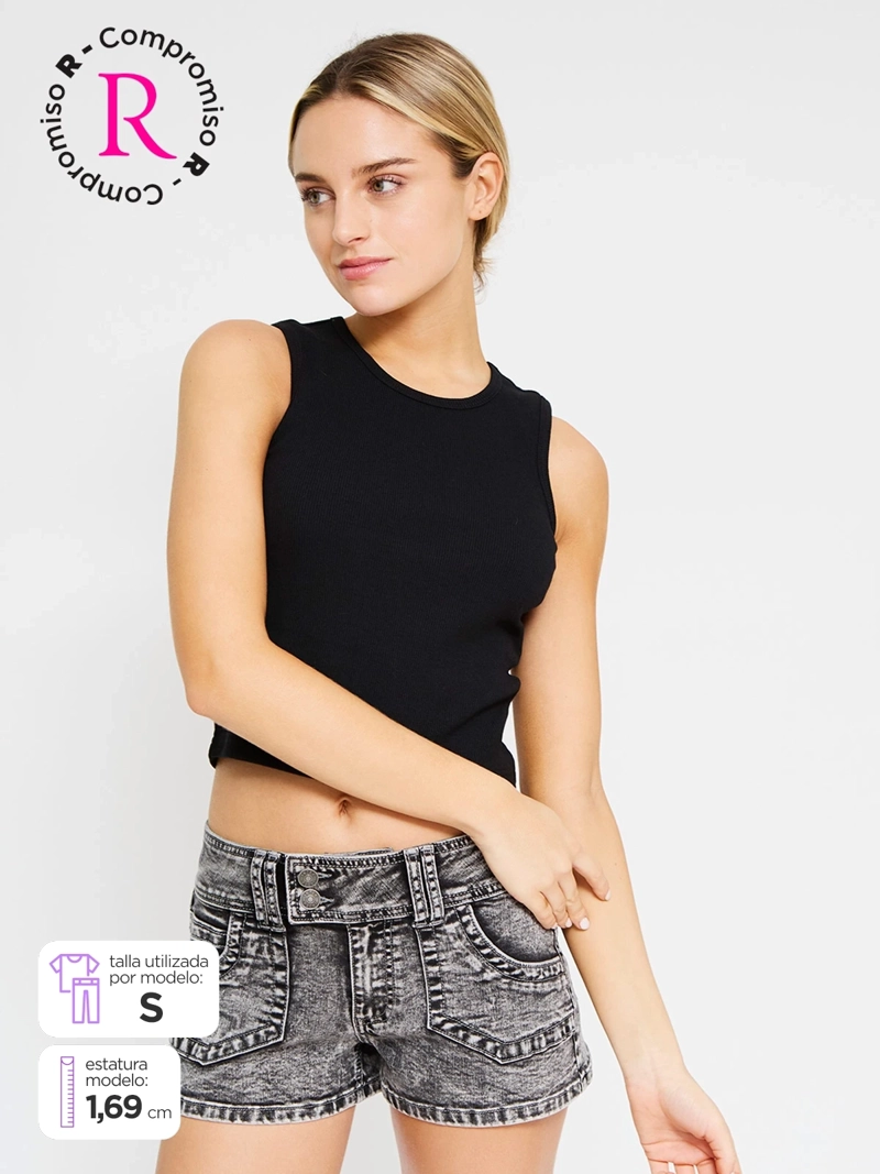 POLERA MUJER INDEX ALGODÓN SIN MANGAS CROP