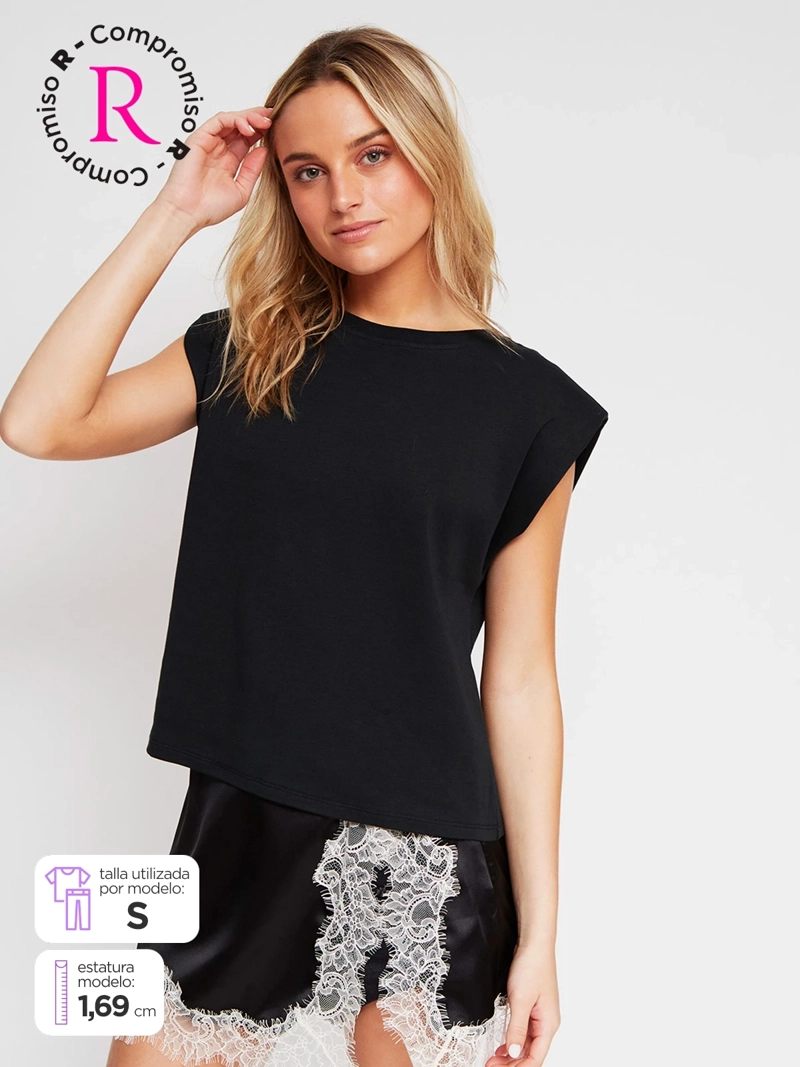 POLERA MUJER INDEX ALGODÓN HOMBRERAS - 1