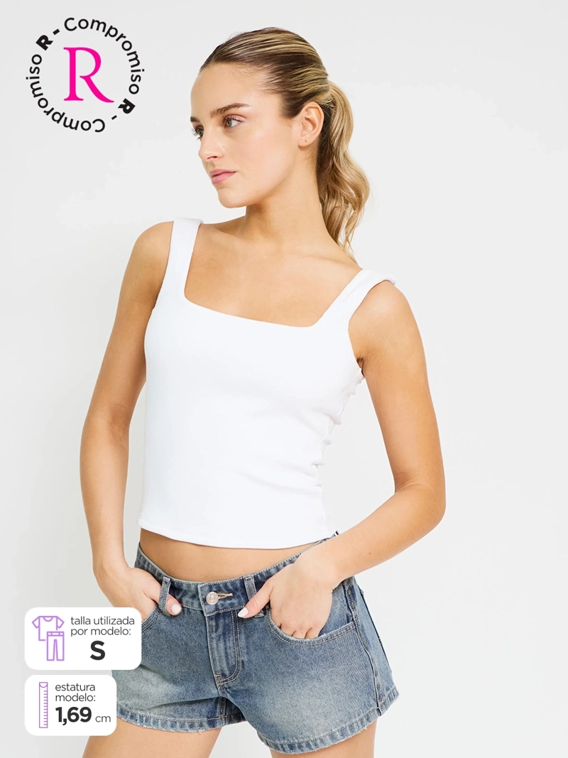 POLERA MUJER INDEX ALGODÓN SIN MANGAS BÁSICA
