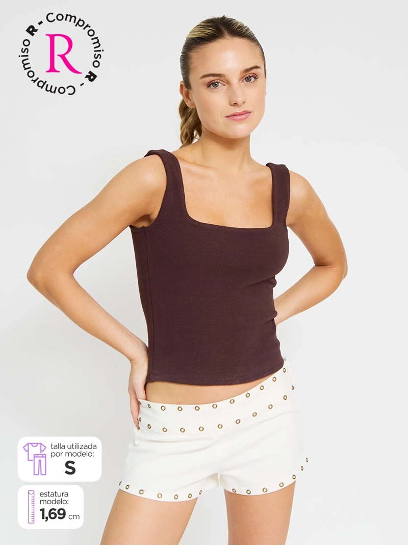 POLERA MUJER INDEX ALGODÓN SIN MANGAS BÁSICA