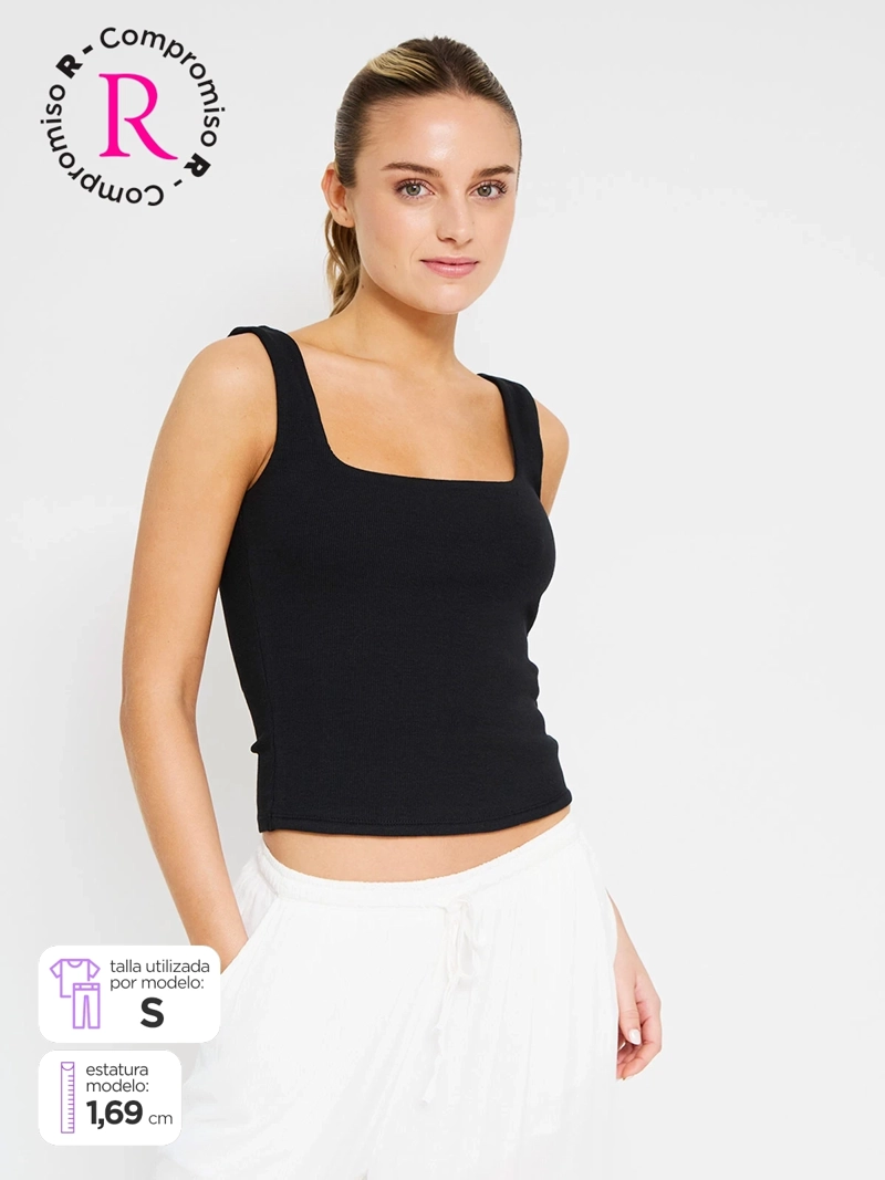 POLERA MUJER INDEX ALGODÓN SIN MANGAS BÁSICA