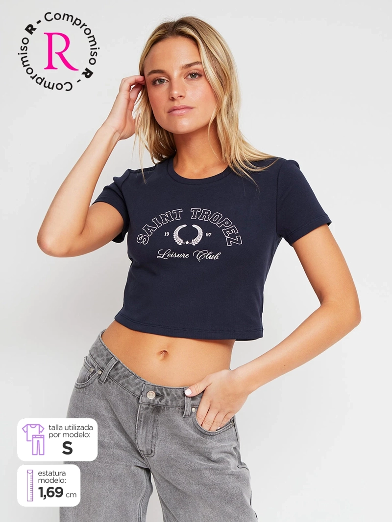 POLERA MUJER INDEX ALGODÓN MANGA CORTA COLLEGE