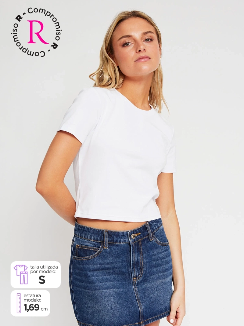 POLERA MUJER INDEX ALGODÓN MANGA CORTA BÁSICA