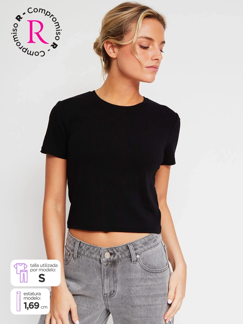 POLERA MUJER INDEX ALGODÓN MANGA CORTA BÁSICA