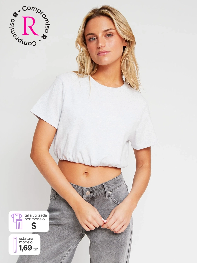POLERA MUJER INDEX ALGODÓN MANGA CORTA BÁSICA GLOBO - 1