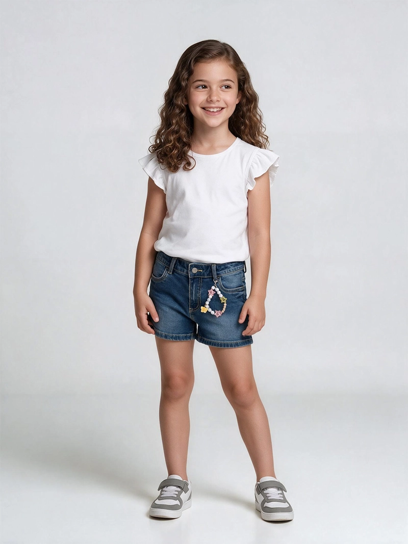 SHORT NIÑA HARVEST ALGODÓN DENIM + CHARM