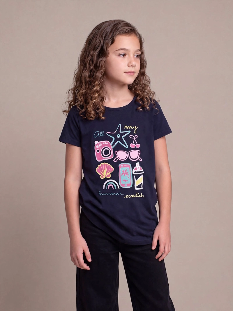 POLERA NIÑA HARVEST MANGA CORTA ALGODÓN PRINT - 1