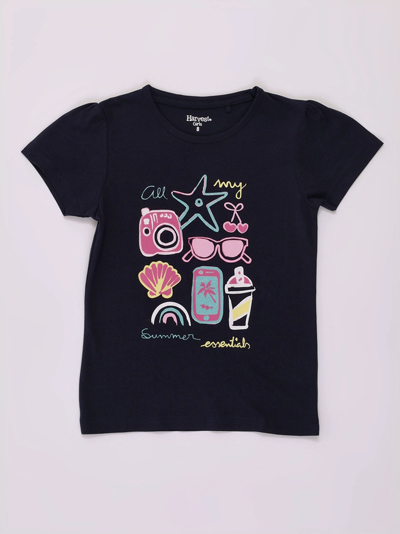 POLERA NIÑA HARVEST MANGA CORTA ALGODÓN PRINT - 1
