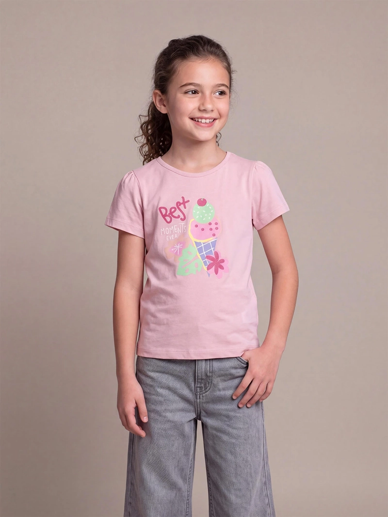 POLERA NIÑA HARVEST MANGA CORTA ALGODÓN PRINT - 1