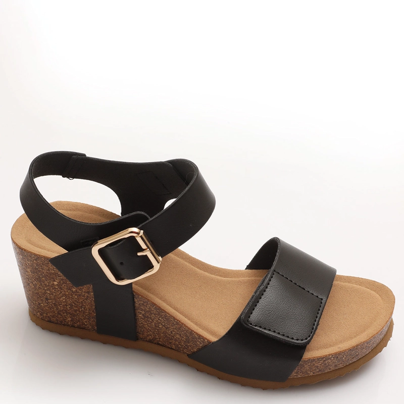 SANDALIAS MUJER VIA UNO NEGRO  - 2
