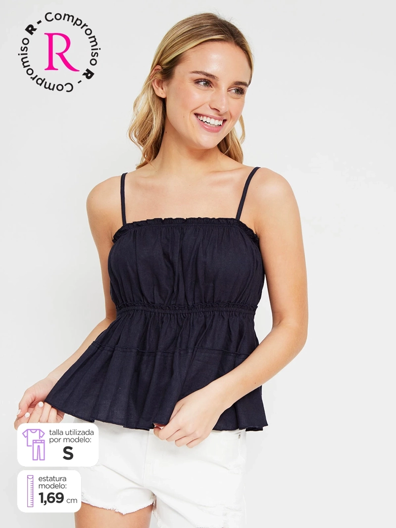 BLUSA MUJER INDEX LINO AGLOBADO