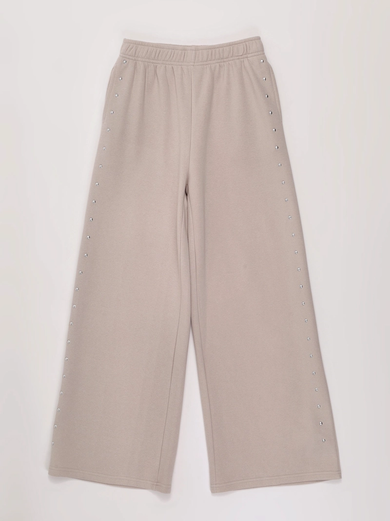 PANTALÓN DE BUZO NIÑA INDEX TEEN ALGODÓN WIDE TACHAS - 1