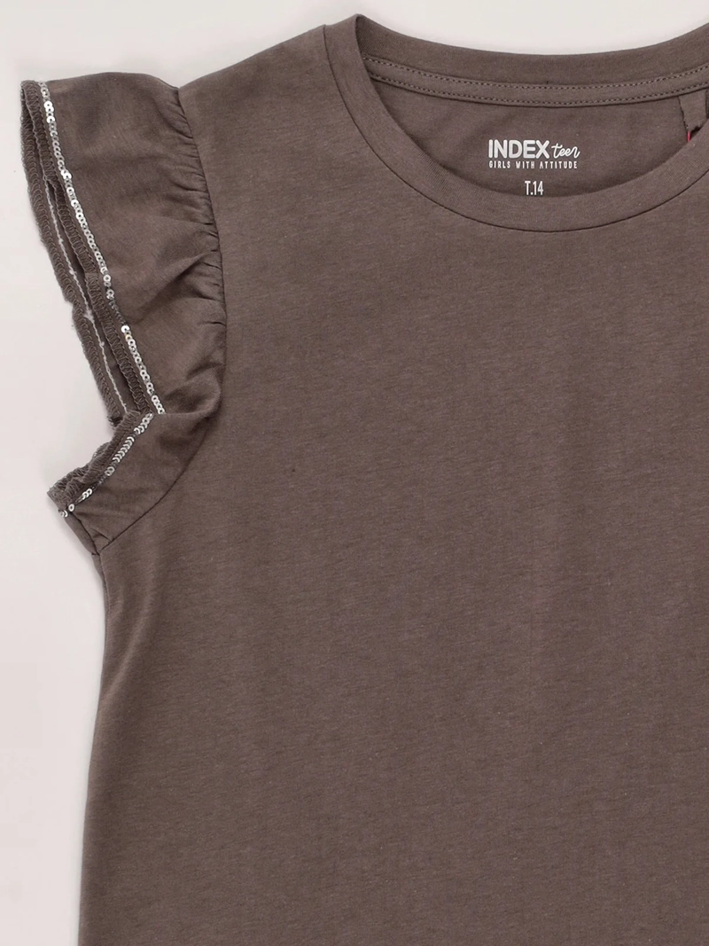 POLERA NIÑA INDEX TEEN ALGODÓN MANGA CORTA VUELOS LENTEJUELAS - 3