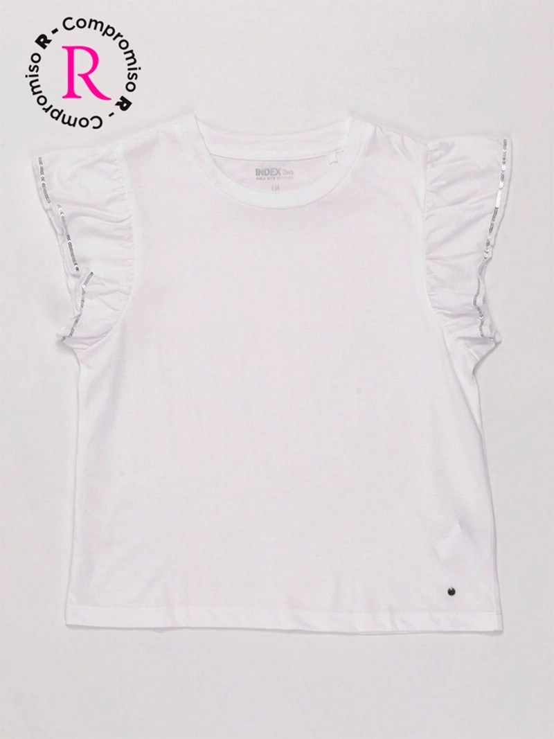 POLERA NIÑA INDEX TEEN ALGODÓN MANGA CORTA VUELOS LENTEJUELAS - 3