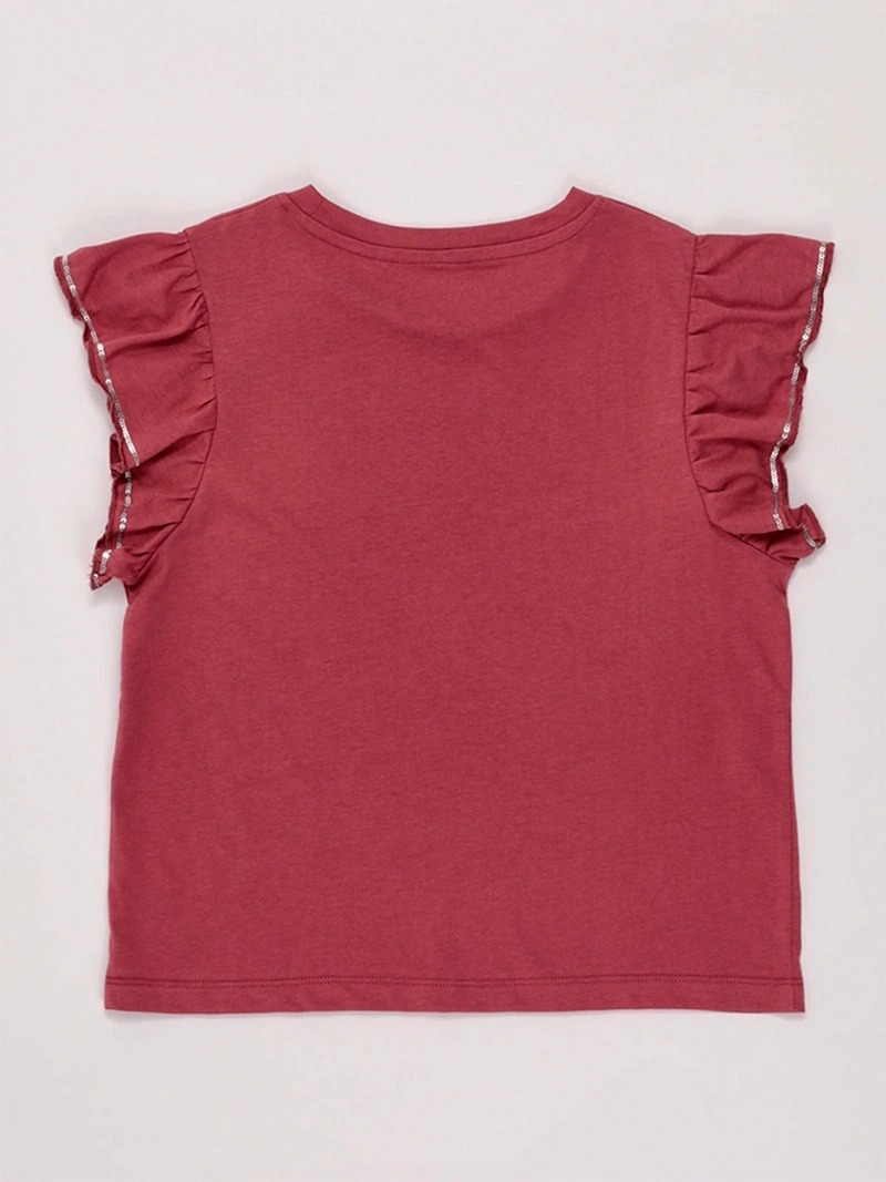 POLERA NIÑA INDEX TEEN ALGODÓN MANGA CORTA VUELOS LENTEJUELAS - 4