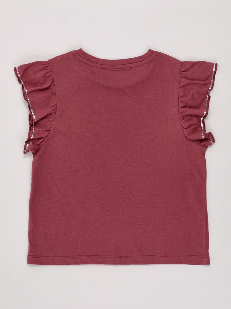 POLERA NIÑA INDEX TEEN ALGODÓN MANGA CORTA VUELOS LENTEJUELAS - 2