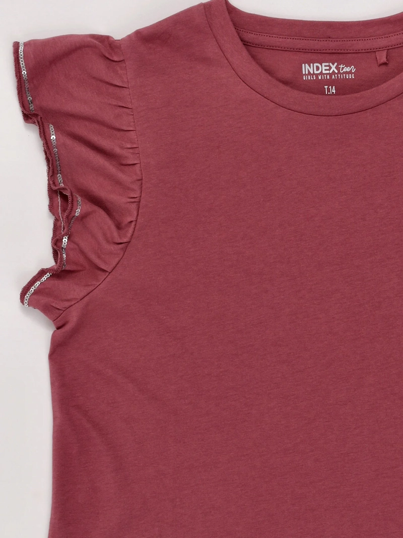 POLERA NIÑA INDEX TEEN ALGODÓN MANGA CORTA VUELOS LENTEJUELAS - 3