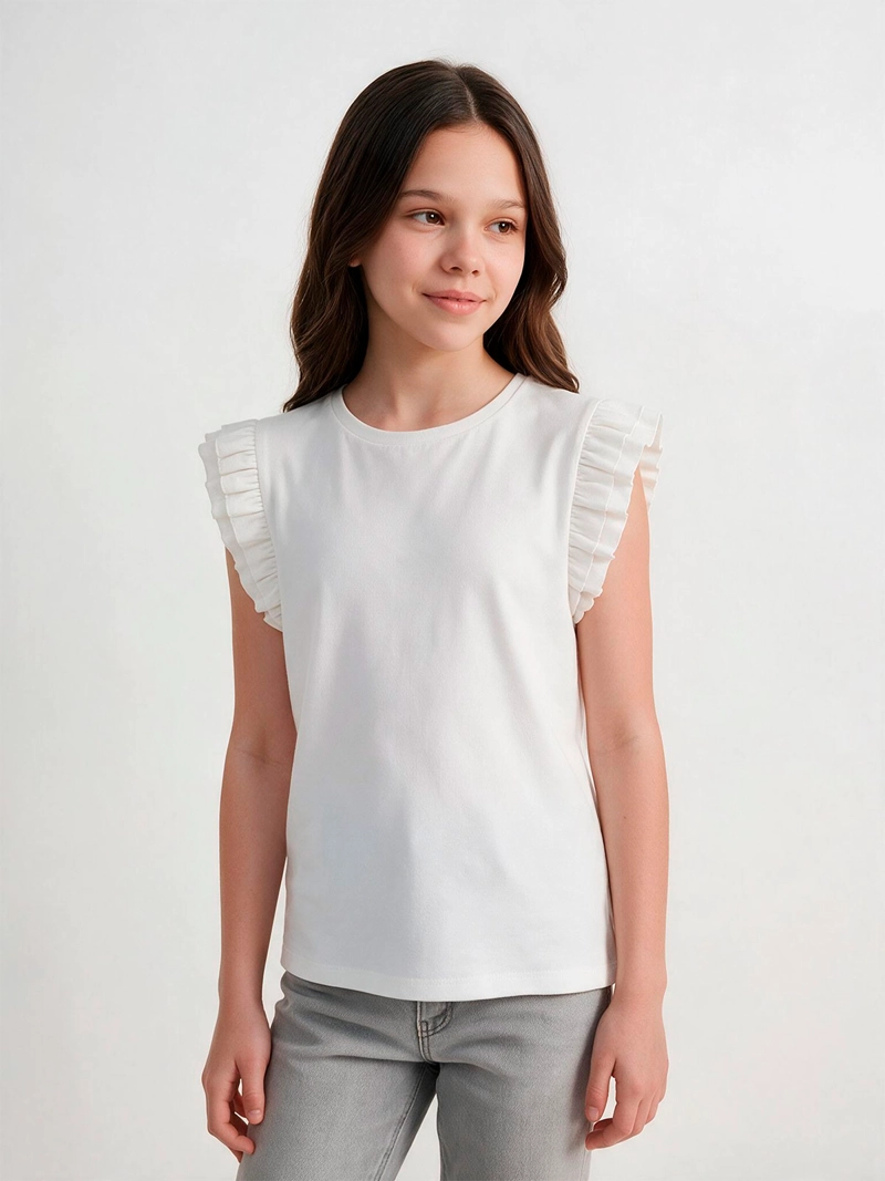 POLERA NIÑA INDEX TEEN ALGODÓN SIN MANGAS VUELOS - 1