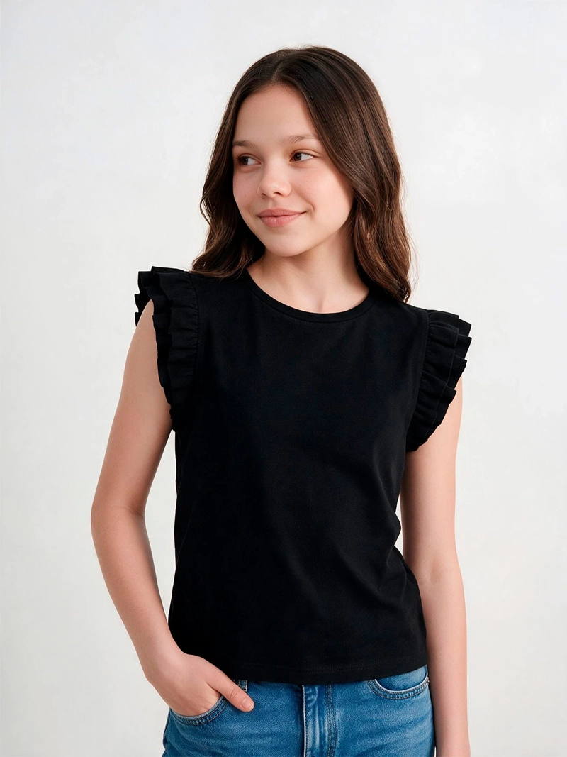 POLERA NIÑA INDEX TEEN ALGODÓN SIN MANGAS VUELOS