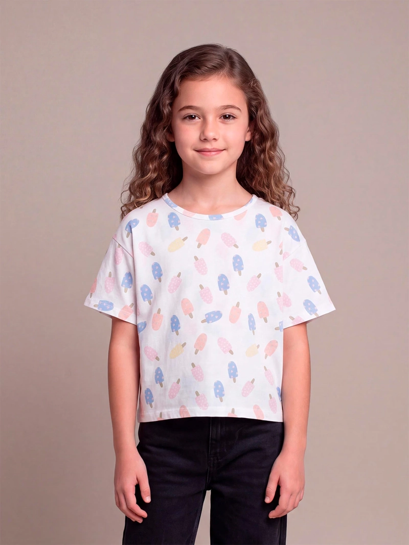 POLERA NIÑA HARVEST ALGODÓN MANGA CORTA PRINT