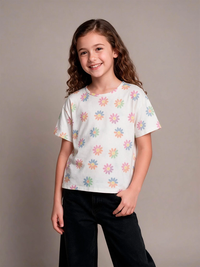 POLERA NIÑA HARVEST ALGODÓN MANGA CORTA PRINT