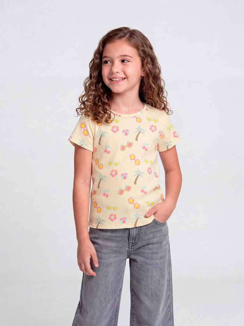 POLERA NIÑA HARVEST ALGODÓN MANGA CORTA PRINT
